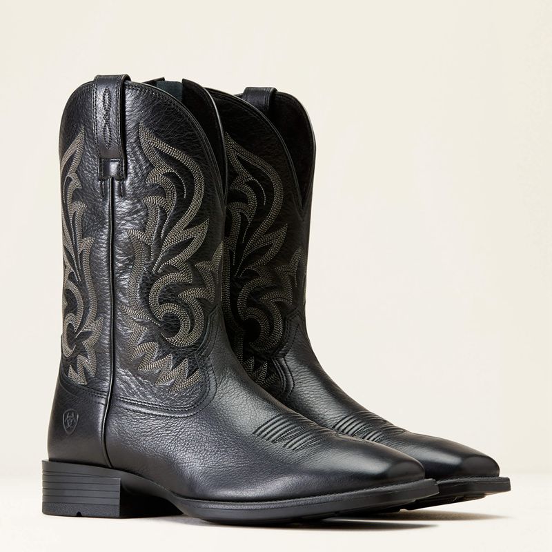 Black Deertan Ariat Slim Zip Ultra Western Boot | 45XALJTZD