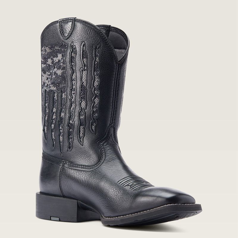 Black Deertan Ariat Sport My Country Venttek Western Boot | 96LUCWSQI