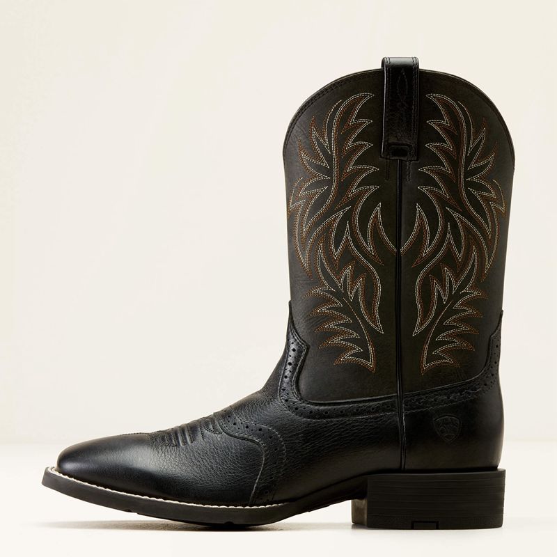 Black Deertan Ariat Sport Wide Square Toe Cowboy Boot | 70WJUTECS