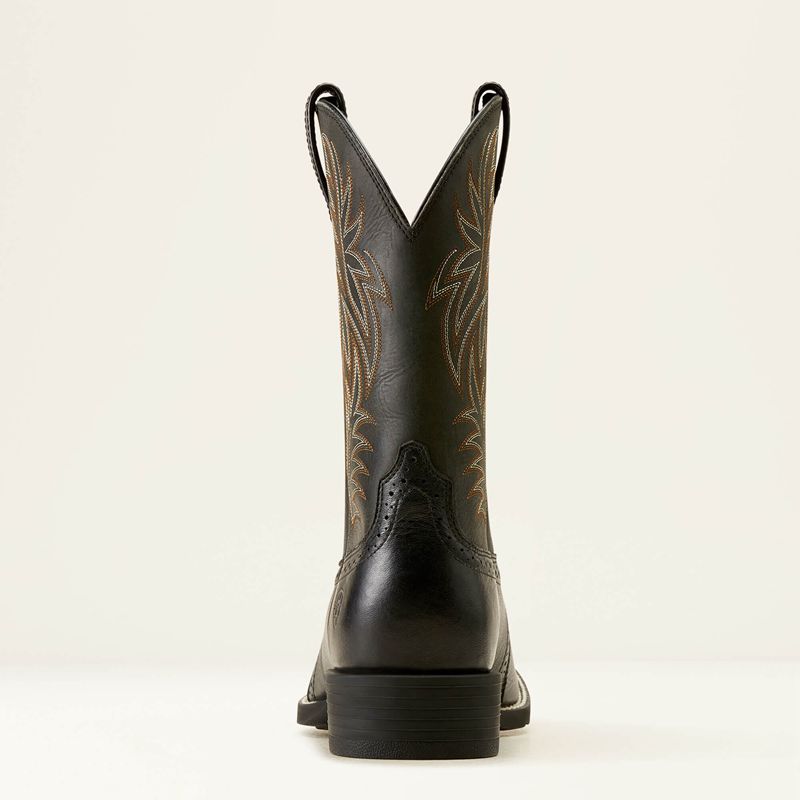 Black Deertan Ariat Sport Wide Square Toe Cowboy Boot | 70WJUTECS