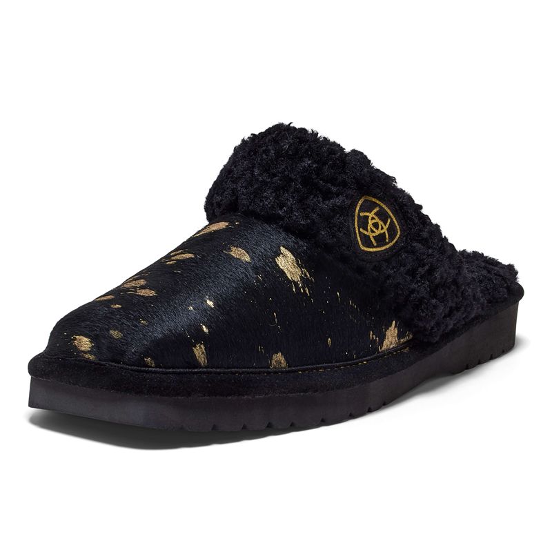 Black Gold Hair On Ariat Jackie Square Toe Slipper | 14EDYQVBS