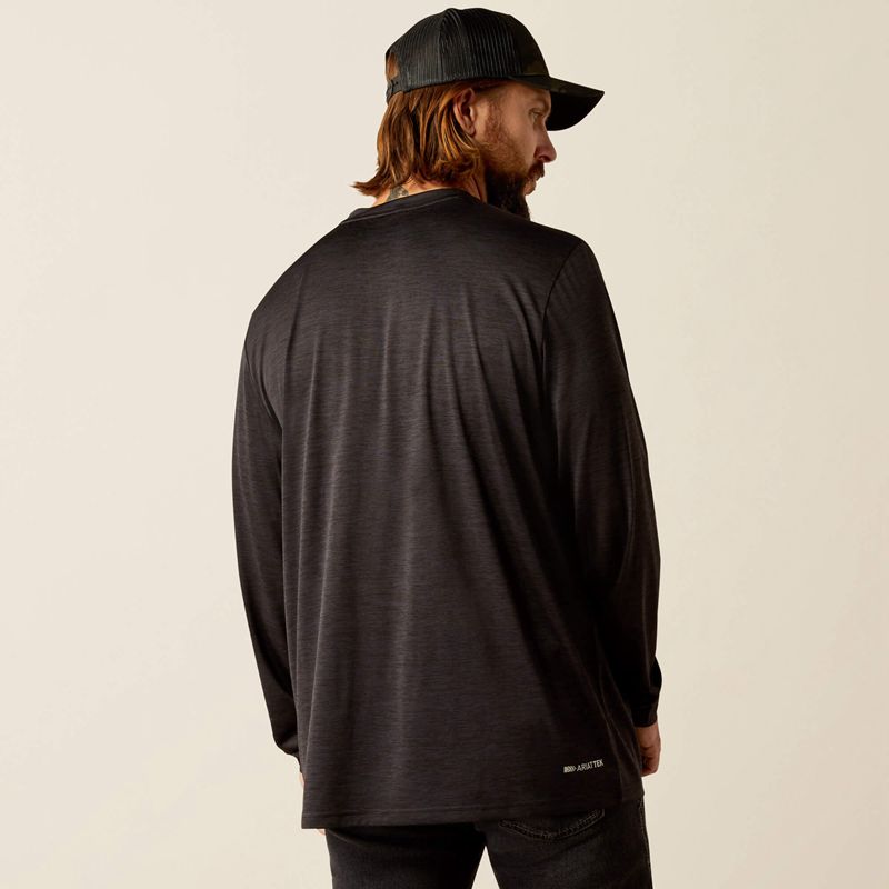 Black Heather/Black Ariat Charger Logo T-Shirt | 79NPABDLQ