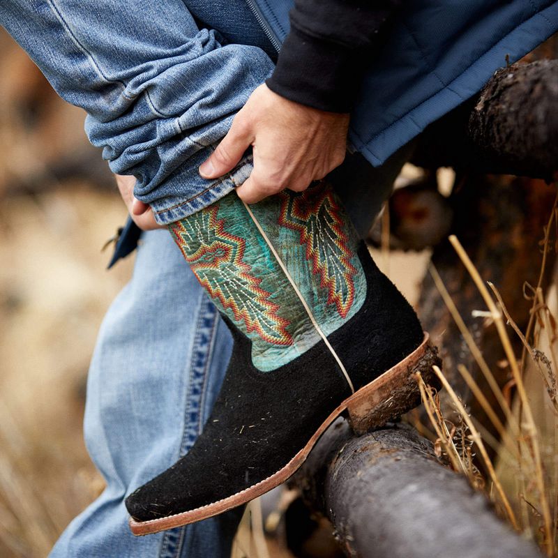 Black Roughout Ariat Futurity Showman Western Boot | 91ZYQNBFU