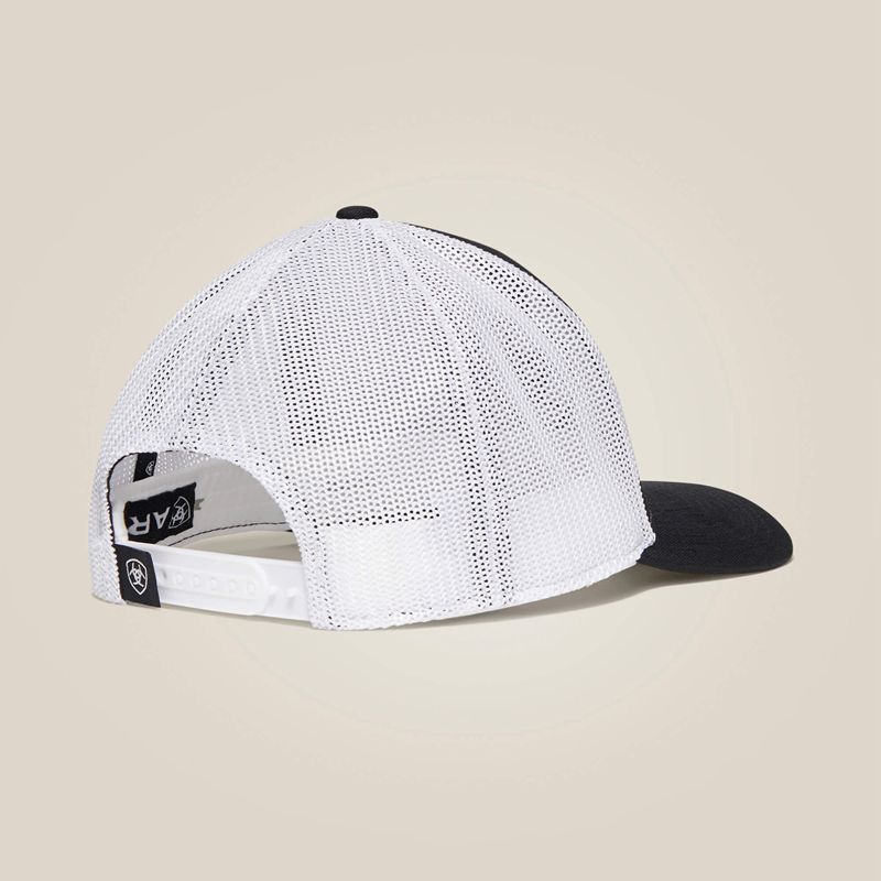 Black/ White Ariat Shield Logo Cap | 69HJCTYEL