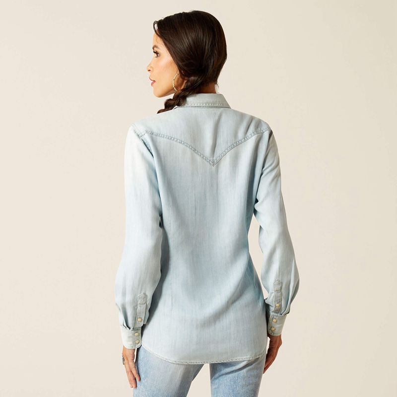 Bleached Chambray Ariat Blues Shirt | 89JDCVEUX