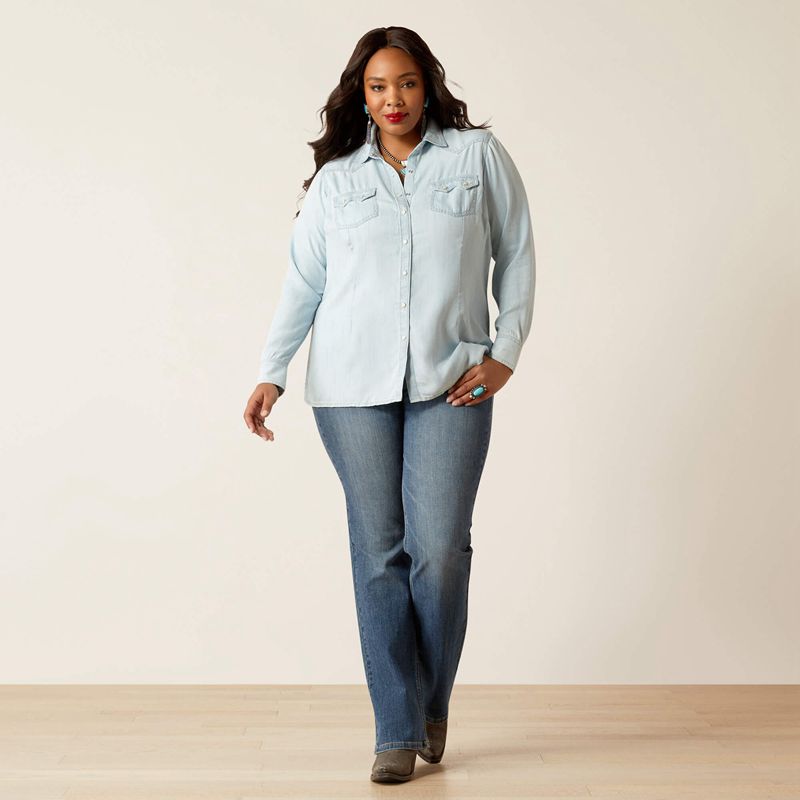 Bleached Chambray Ariat Blues Shirt | 89JDCVEUX