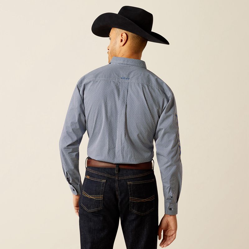 Blue/Navy Blue Ariat Team Keenan Classic Fit Shirt | 79NQYKLVW