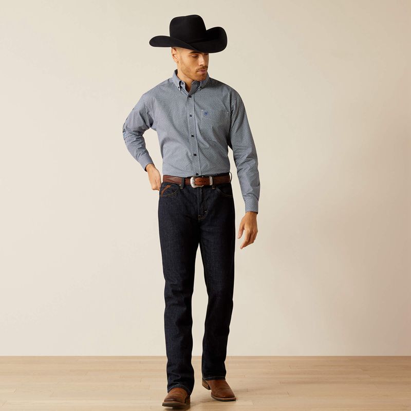 Blue/Navy Blue Ariat Team Keenan Classic Fit Shirt | 79NQYKLVW