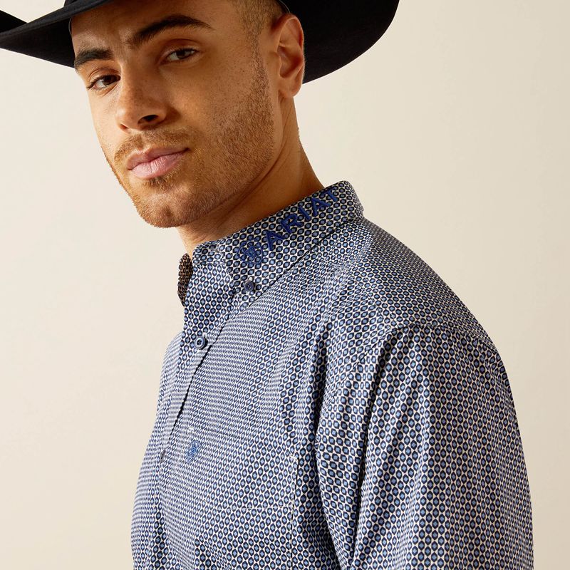 Blue/Navy Blue Ariat Team Keenan Classic Fit Shirt | 79NQYKLVW