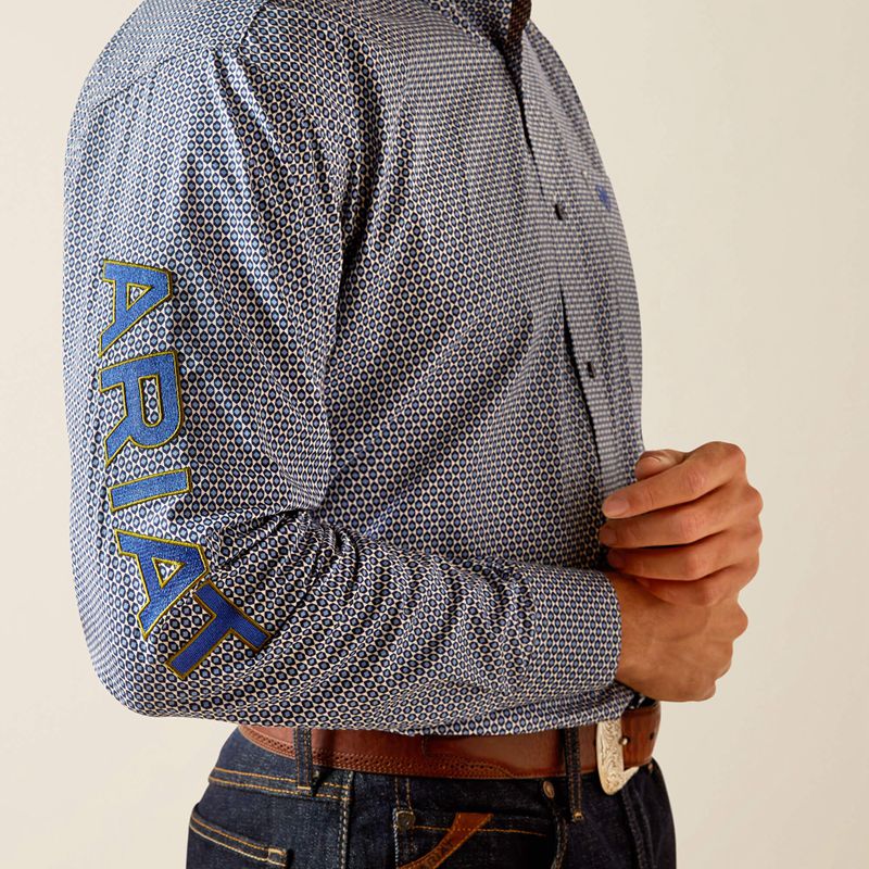 Blue/Navy Blue Ariat Team Keenan Classic Fit Shirt | 79NQYKLVW