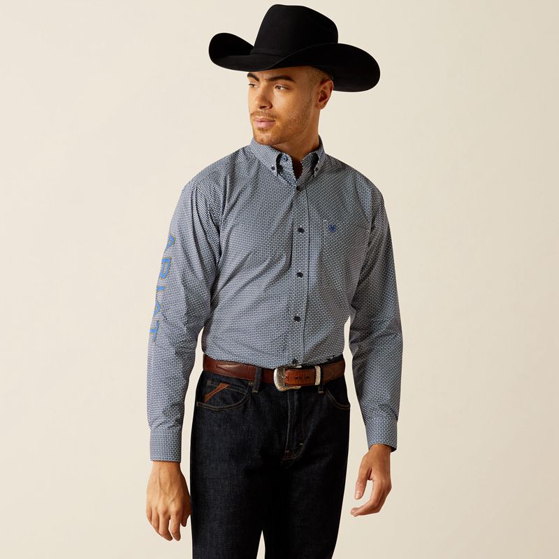 Blue/Navy Blue Ariat Team Keenan Classic Fit Shirt | 79NQYKLVW