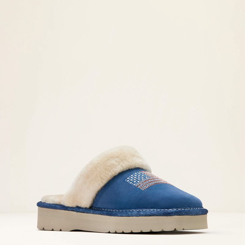 Blue Ariat Jackie Square Toe Stack Slipper | 54IQCPRKV