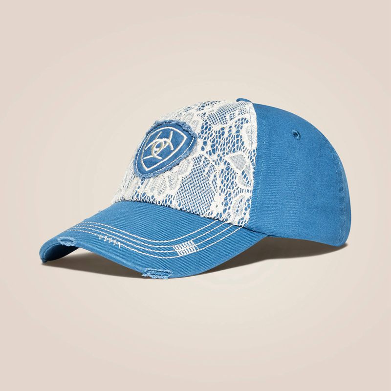 Blue Ariat Lace Logo Velcro Back Cap | 47MCPZROX