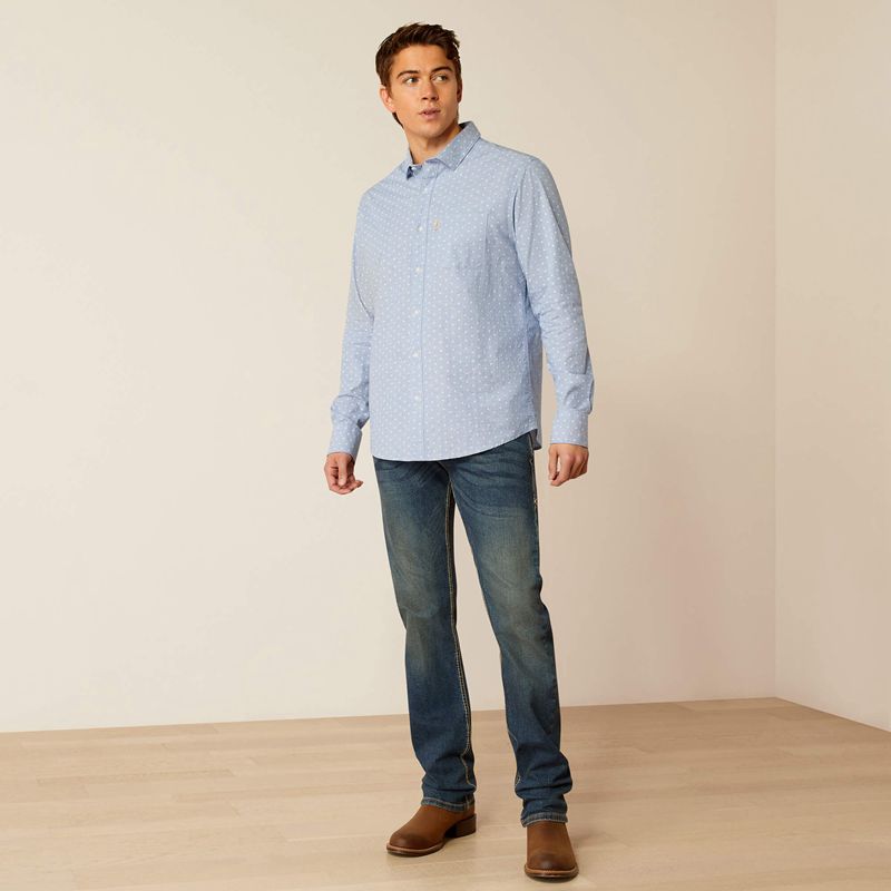 Blue Ariat Memphis Modern Fit Shirt | 84QDNRFWA