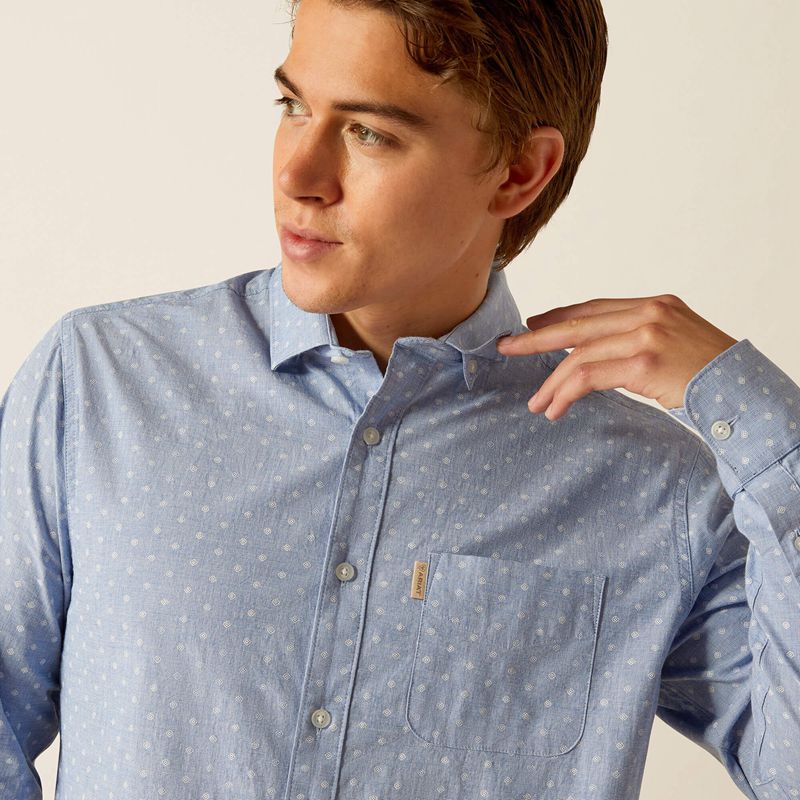 Blue Ariat Memphis Modern Fit Shirt | 84QDNRFWA