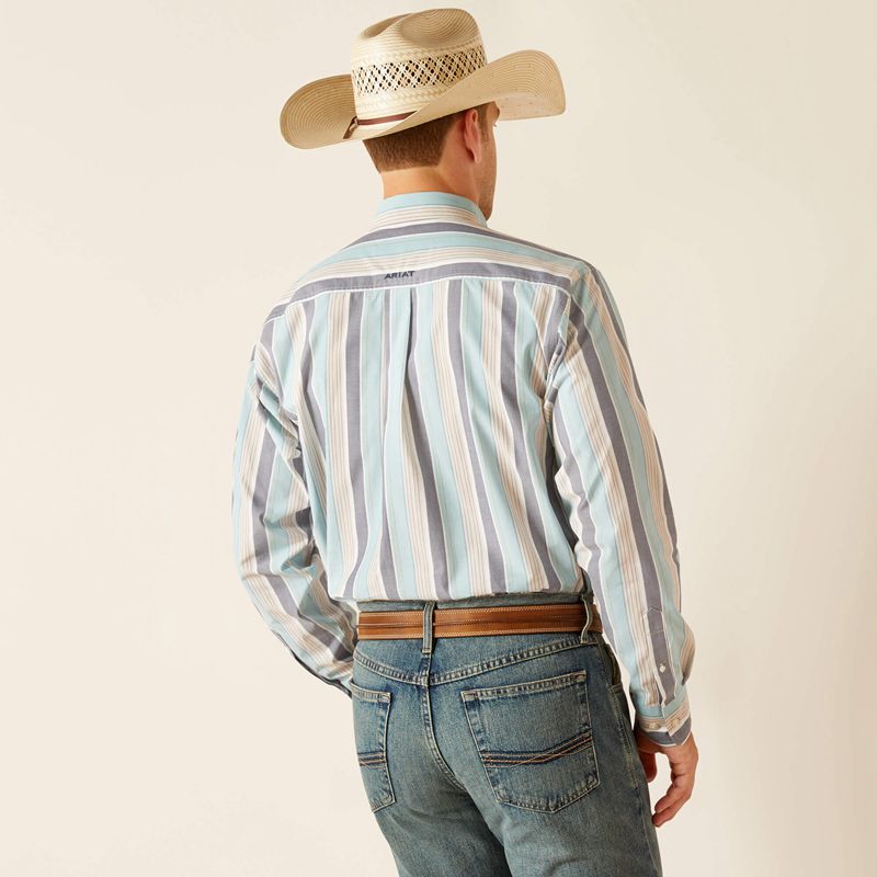 Blue Ariat Pro Series Elliot Classic Fit Shirt | 29ECNZOXB