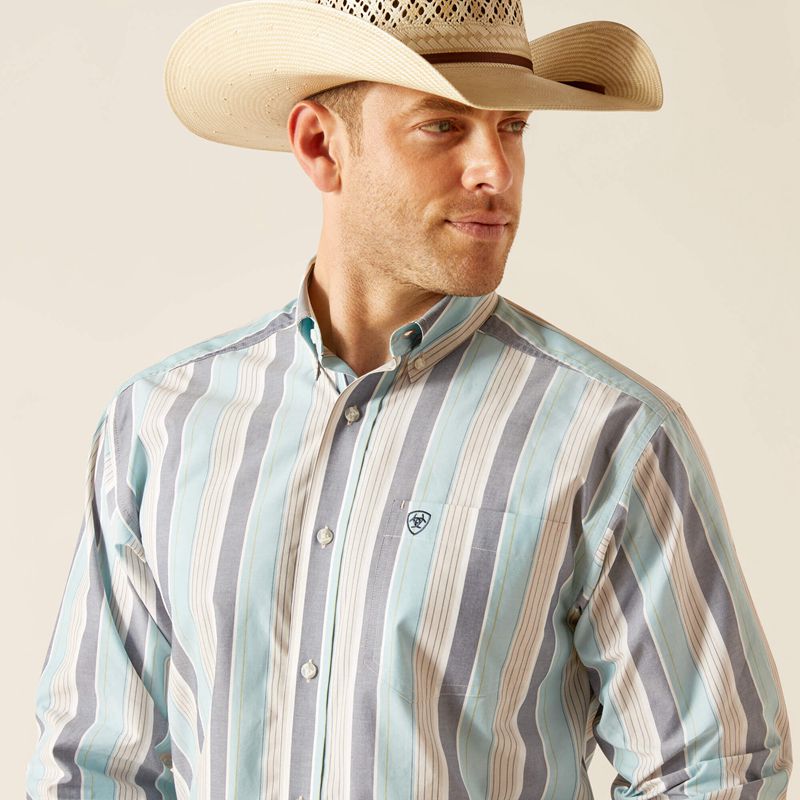 Blue Ariat Pro Series Elliot Classic Fit Shirt | 29ECNZOXB