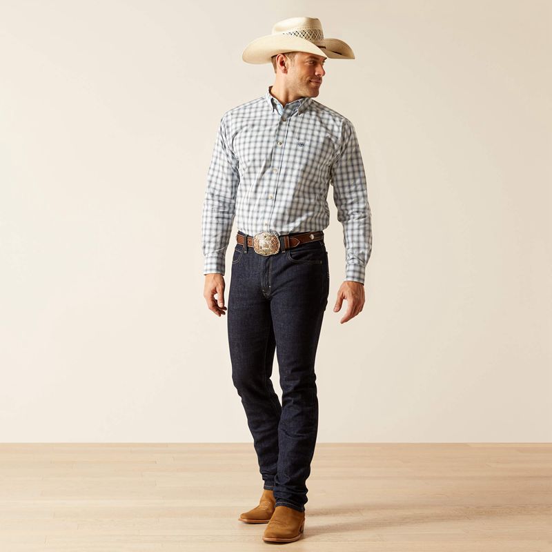 Blue Ariat Pro Series Rodney Classic Fit Shirt | 95VRHKJNW