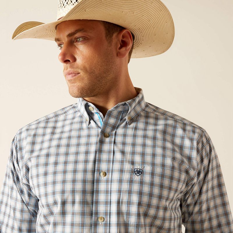 Blue Ariat Pro Series Rodney Classic Fit Shirt | 95VRHKJNW