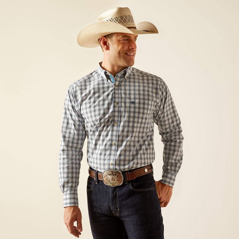 Blue Ariat Pro Series Rodney Classic Fit Shirt | 95VRHKJNW