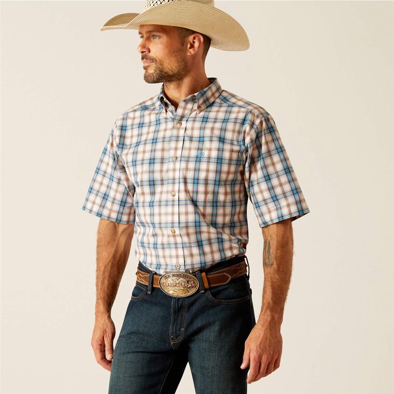 Blue Ariat Pro Series Rowdy Classic Fit Shirt | 68BKZIXQA