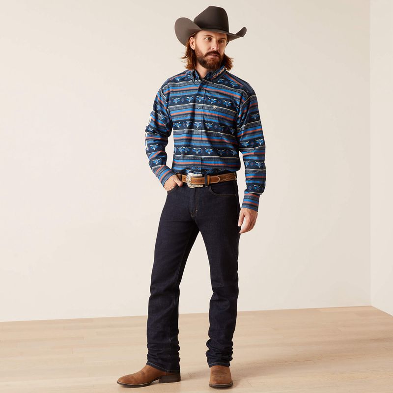 Blue Ariat Team Chandler Classic Fit Shirt | 42BIRWXCH