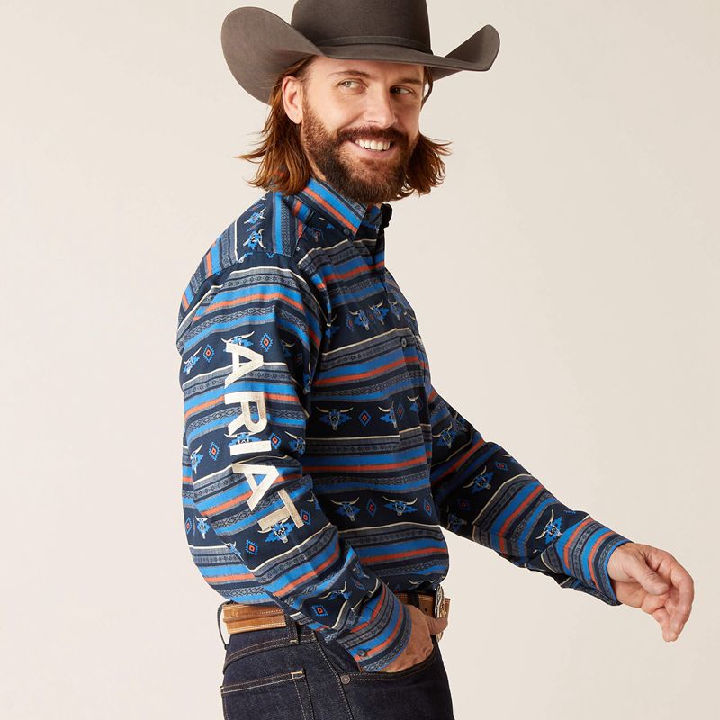 Blue Ariat Team Chandler Classic Fit Shirt | 42BIRWXCH