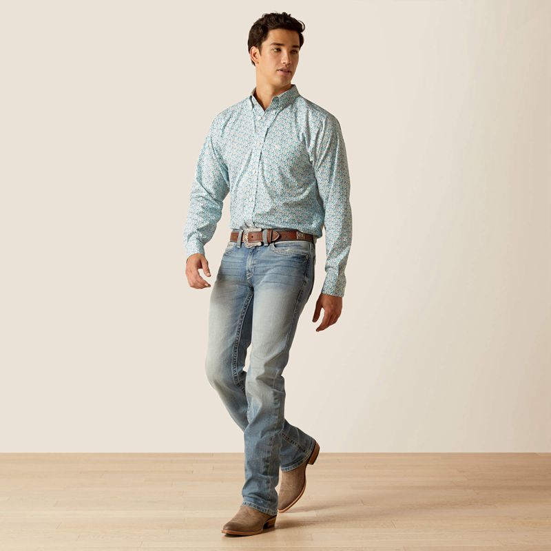 Blue Ariat Wrinkle Free Kellen Fitted Shirt | 79RFIHBJK