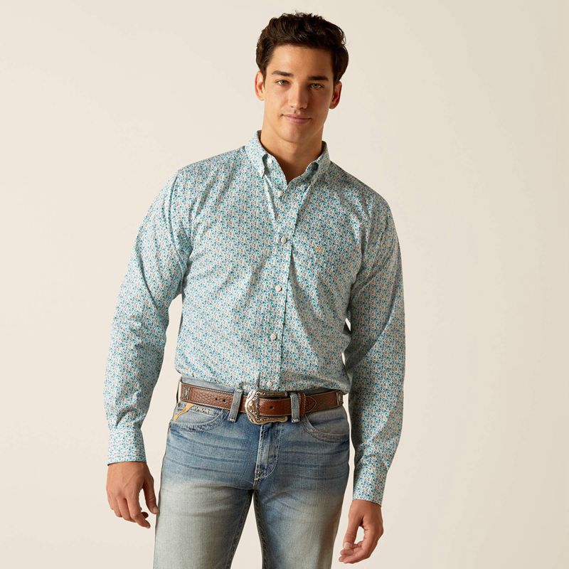 Blue Ariat Wrinkle Free Kellen Fitted Shirt | 79RFIHBJK