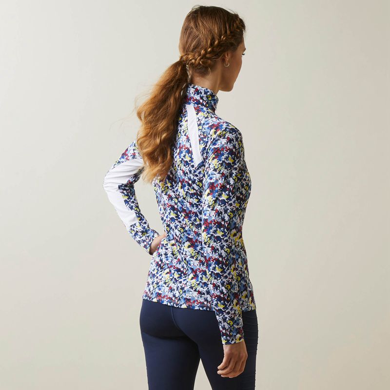 Blue Camo Floral Ariat Sunstopper 2.0 1/4 Zip Baselayer | 89GYUOITF