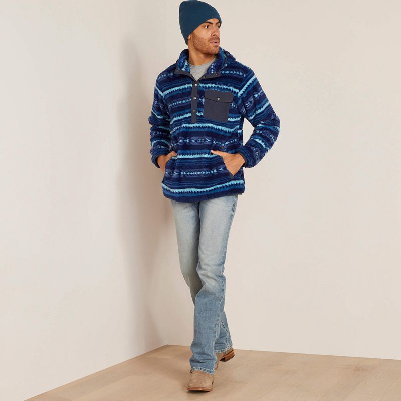 Blue Depths Serape Ariat Polar Bear Fleece Hoodie | 06WOGXRIT