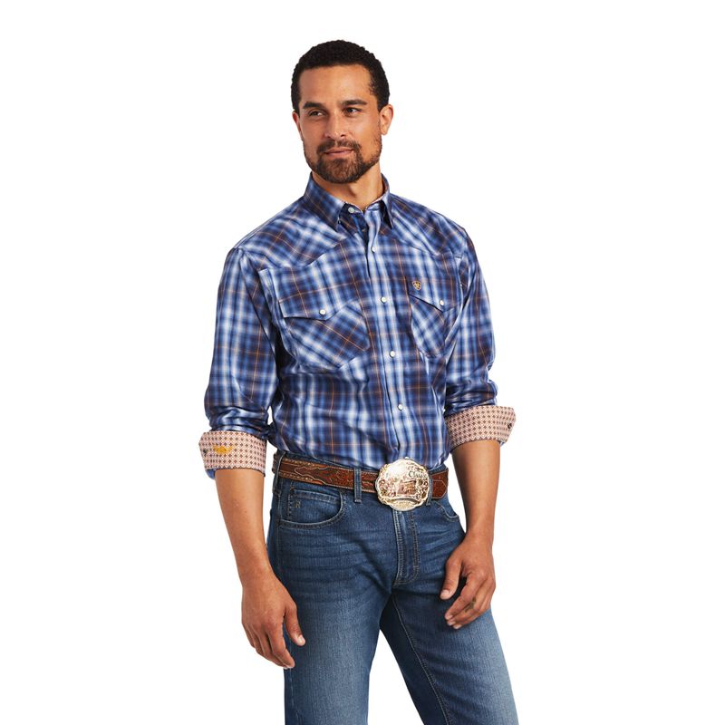 Blue Frond Ariat Relentless Inexorable Stretch Classic Fit Snap Shirt | 53HPSIFNU