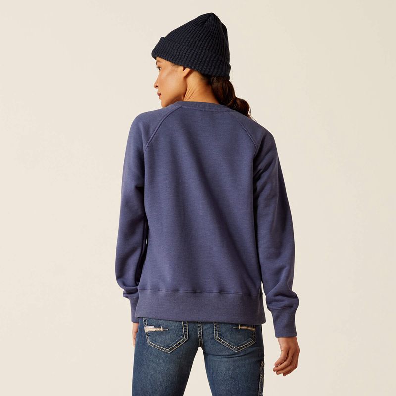 Blue Indigo Heather Ariat Rebar Traverse Sweatshirt | 53KQNOBEJ