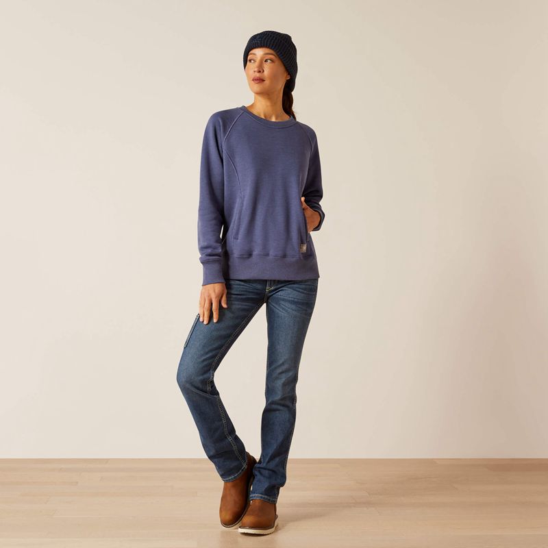 Blue Indigo Heather Ariat Rebar Traverse Sweatshirt | 53KQNOBEJ