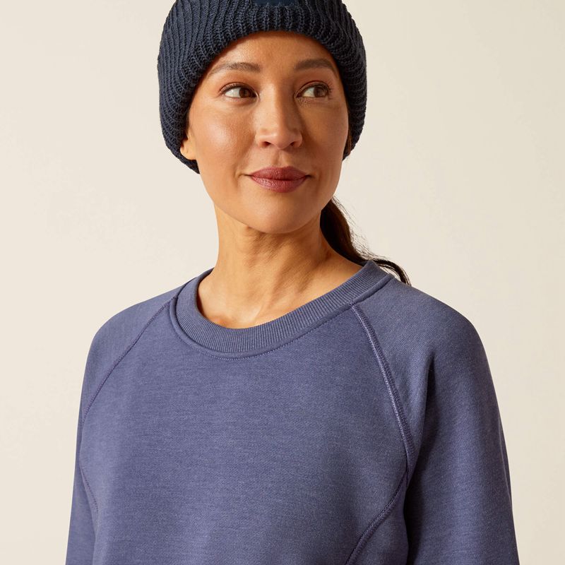 Blue Indigo Heather Ariat Rebar Traverse Sweatshirt | 53KQNOBEJ