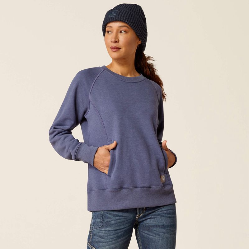 Blue Indigo Heather Ariat Rebar Traverse Sweatshirt | 53KQNOBEJ