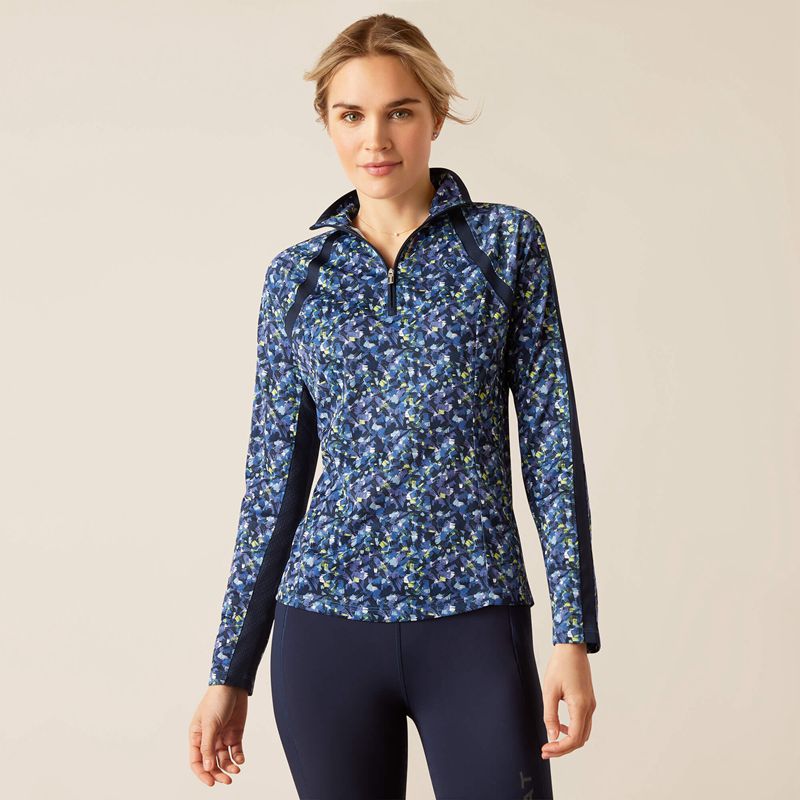 Blue Scribble Ariat Sunstopper 3.0 1/4 Zip Baselayer | 52JFIGDVA