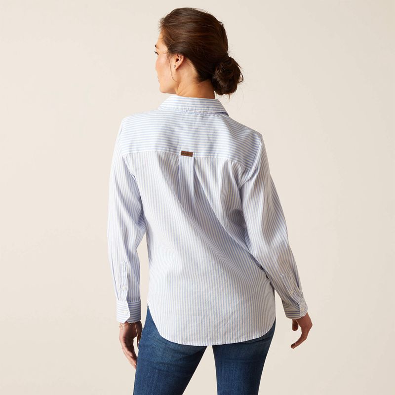 Blue Stripe Ariat Tiburon Shirt | 84MJBESVI