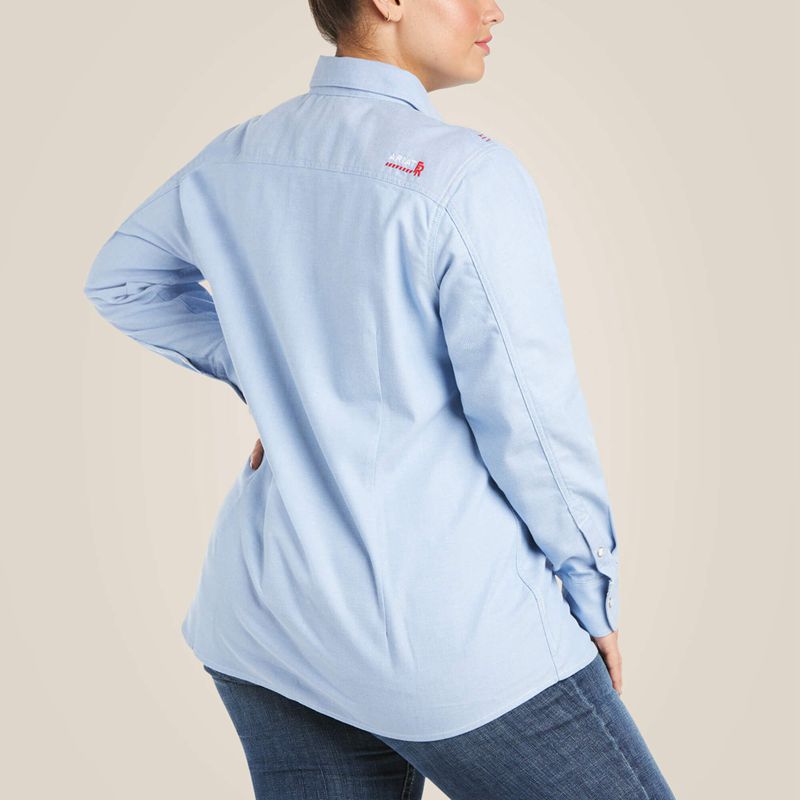 Blue Twill Ariat Fr Solid Durastretch Snap Work Shirt | 91ZNOAIGR