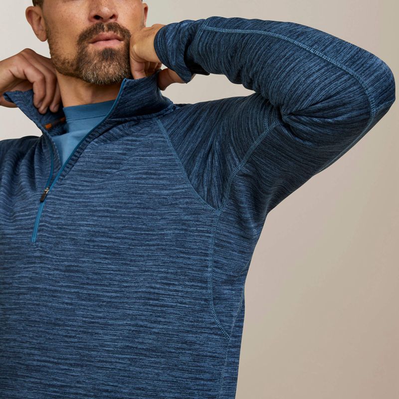 Blue Wink Teal Ariat Rebar Gridwork Baselayer 1/4 Zip T-Shirt | 05YIXOGVC