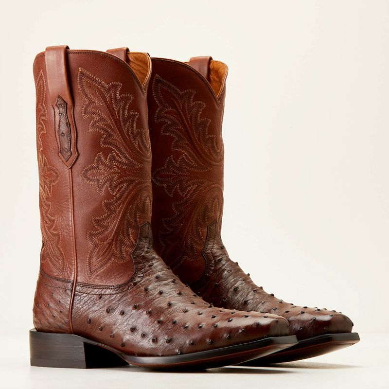 Bourbon Full Quill Ostrich Ariat Bench Made Stilwell Western Boot | 17POAETUR