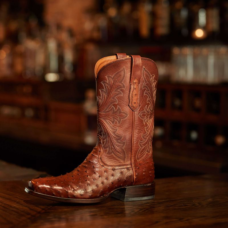 Bourbon Full Quill Ostrich Ariat Bench Made Stilwell Western Boot | 17POAETUR