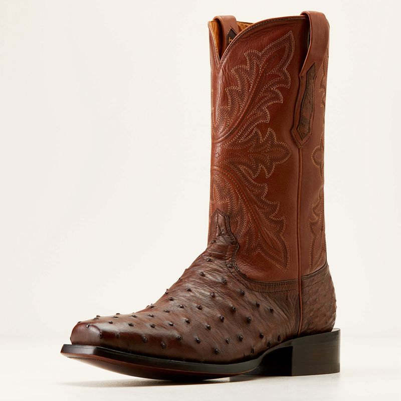 Bourbon Full Quill Ostrich Ariat Bench Made Stilwell Western Boot | 17POAETUR