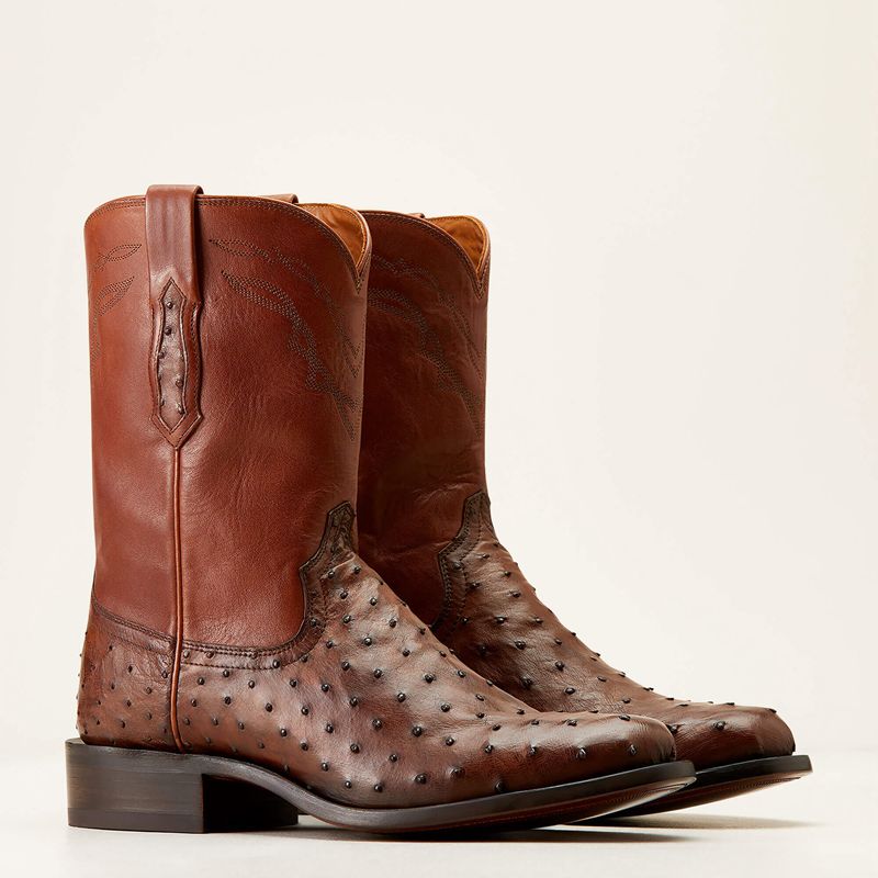 Bourbon Full Quill Ostrich Ariat Bench Made Clanton Western Boot | 52LDUGYJM