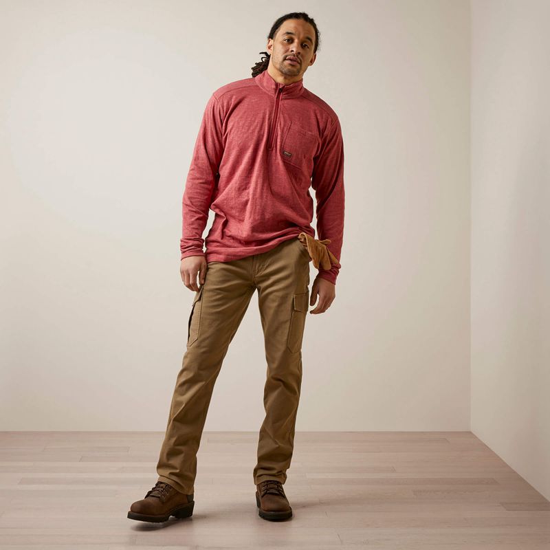 Brick Red Ariat Rebar Foundation 1/4 Zip Shirt | 85IAJMFVW