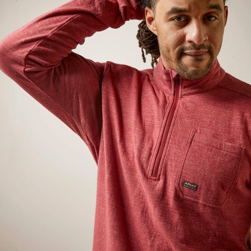 Brick Red Ariat Rebar Foundation 1/4 Zip Shirt | 85IAJMFVW