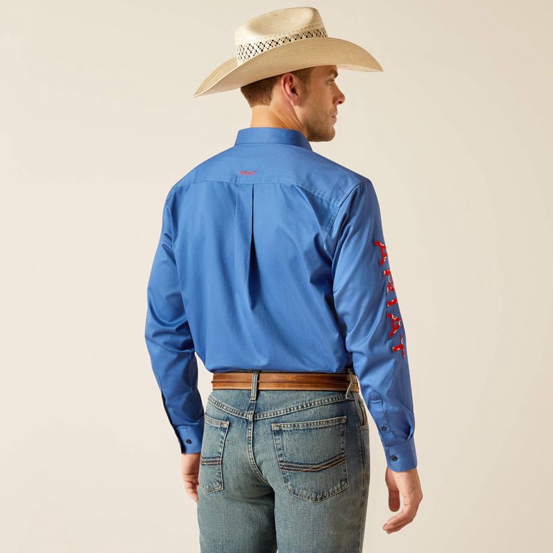 Bright Cobalt Ariat Team Logo Twill Classic Fit Shirt | 68HRXZNTE