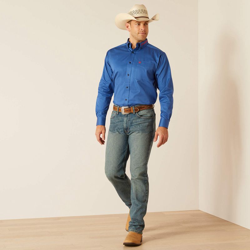 Bright Cobalt Ariat Team Logo Twill Classic Fit Shirt | 68HRXZNTE