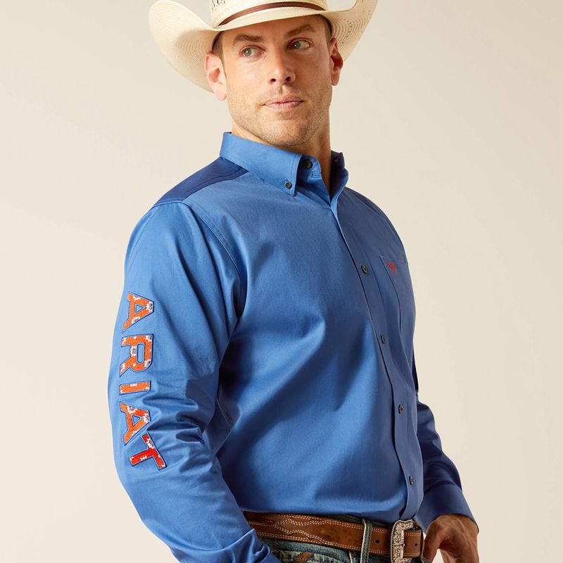 Bright Cobalt Ariat Team Logo Twill Classic Fit Shirt | 68HRXZNTE