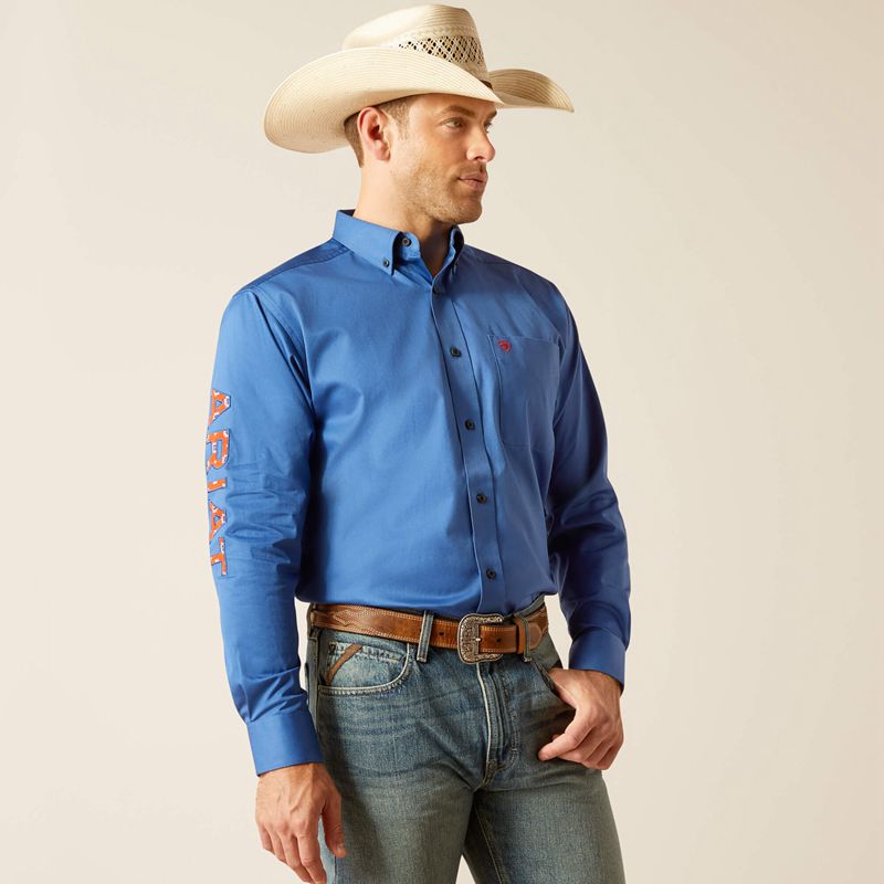 Bright Cobalt Ariat Team Logo Twill Classic Fit Shirt | 68HRXZNTE